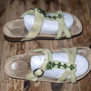 Birkenstock Green Beaded Sandals